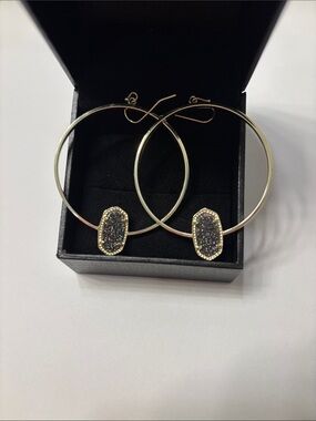 Kendra Scott Gold Hoop Earrings with Iridescent Druzy Accents